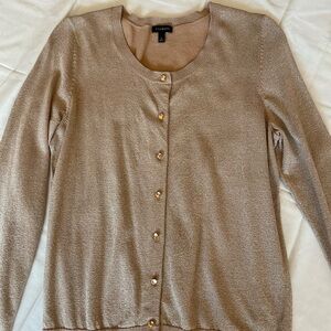 Talbots Metallic Gold Button Front Cardigan size Large
